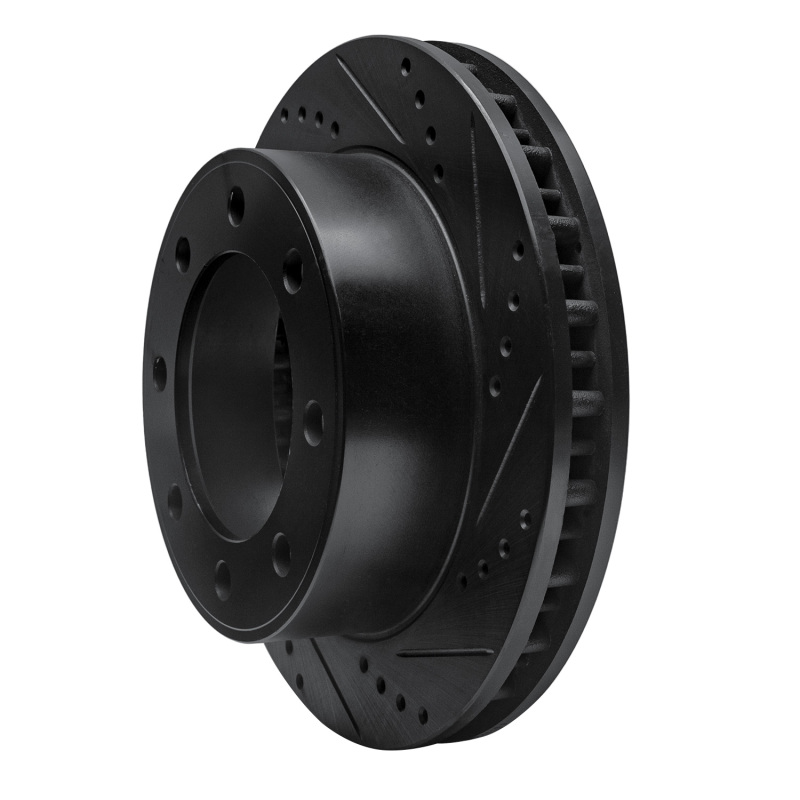 Ford F-250 Super Duty Brake Rotor (1) - Front Right - R1 Concepts - Drilled & Slotted - Black - `99-`05